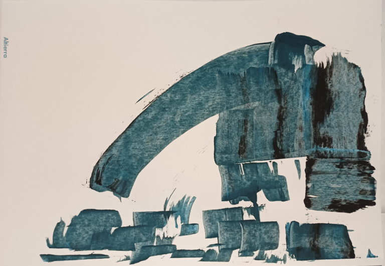 "Elefante blu"  acrilico su carta 29.7 cm X 42 cm 130€